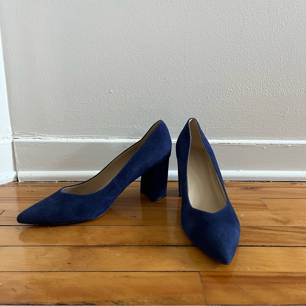 Navy Blue Suede Heels